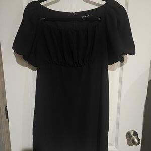 Sugarlips Elegant Black Ruffle Top Balloon Sleeve Midi Party Dress Size S